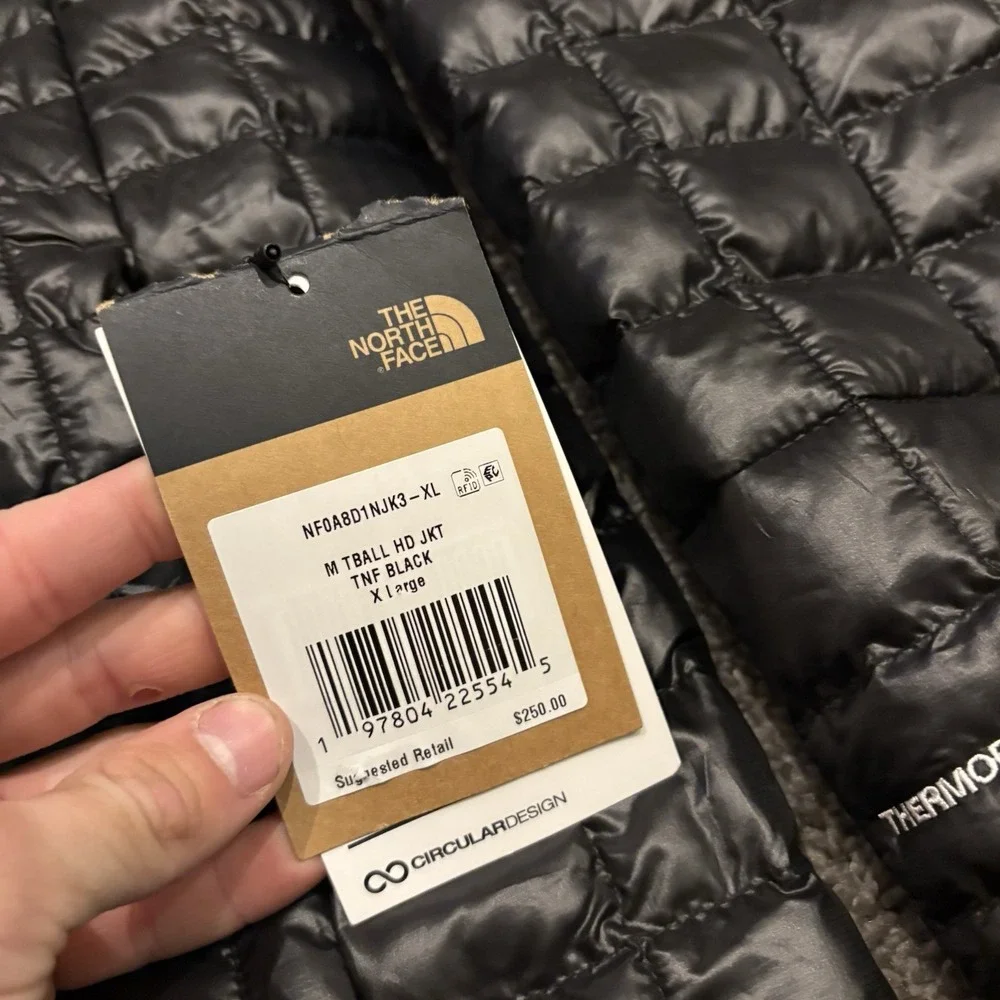 NEW The North Face Thermoball Hooded Jacket Black Men's XL NFOA8D1N $250 NWT